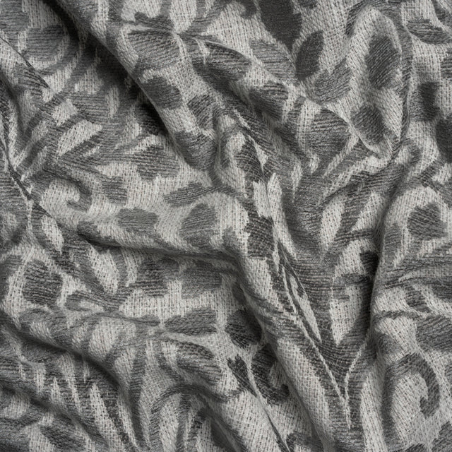 Drapery Chenille Jacquard - Silver Leafy Vines - British Imported