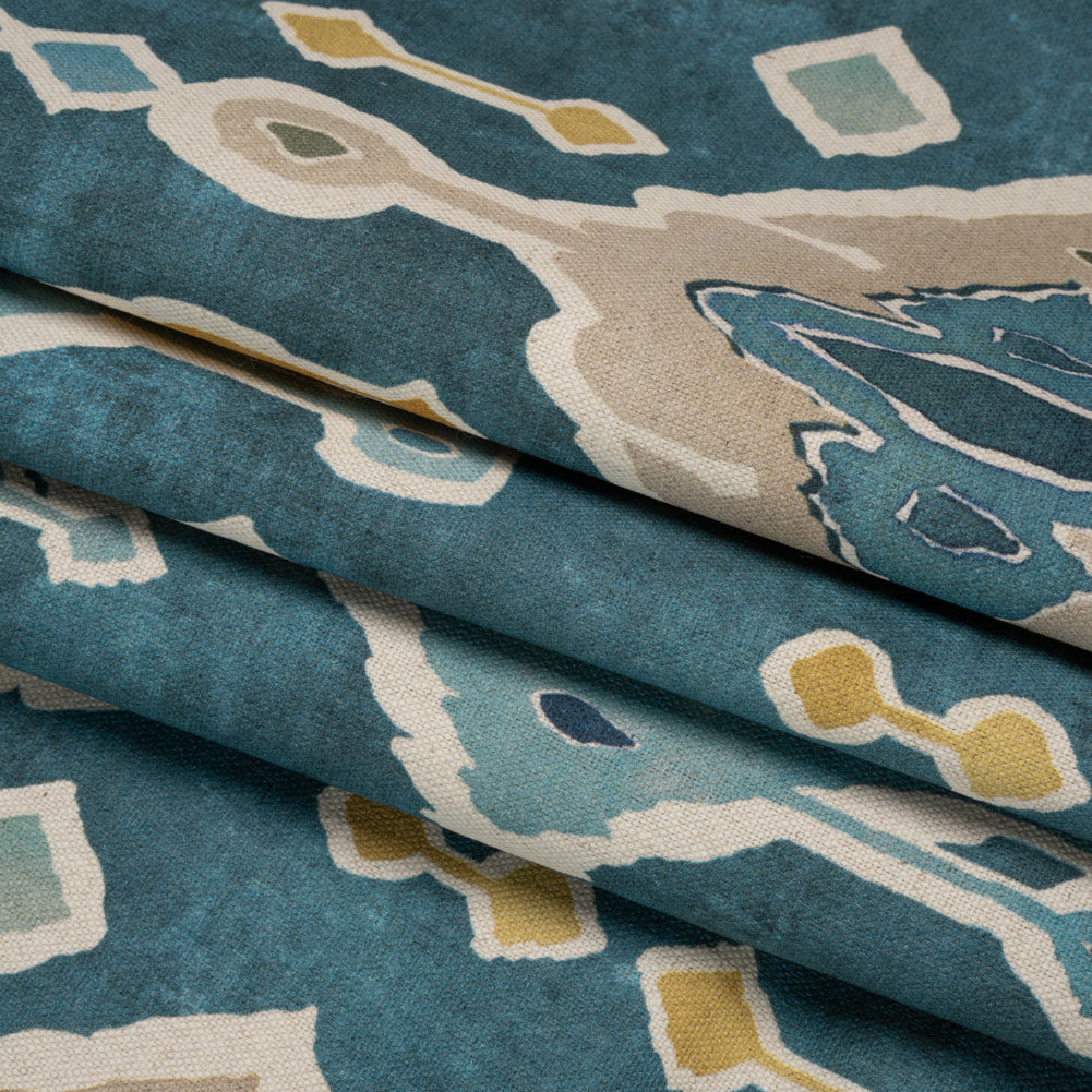 Cotton and Linen Canvas Print - Ocean Painted Diamonds - British Imported Folded