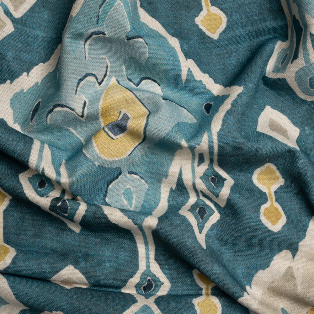 Cotton and Linen Canvas Print - Ocean Painted Diamonds - British Imported