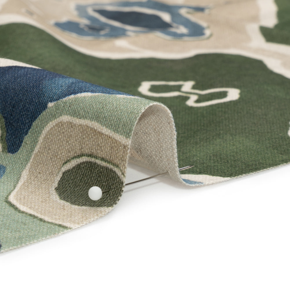 Cotton and Linen Canvas Print - Olive Painted Diamonds - British Imported Detail
