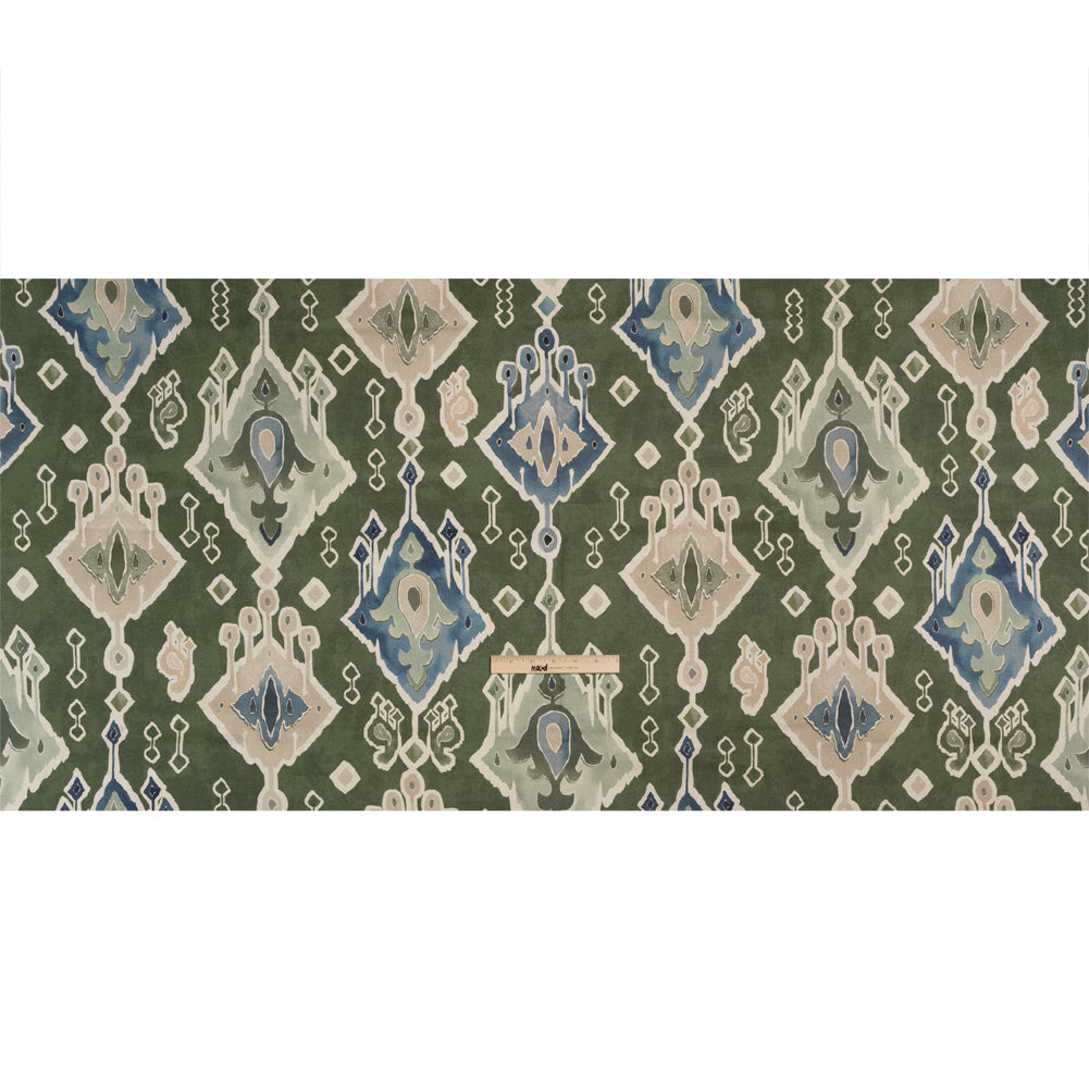 Cotton and Linen Canvas Print - Olive Painted Diamonds - British Imported Full