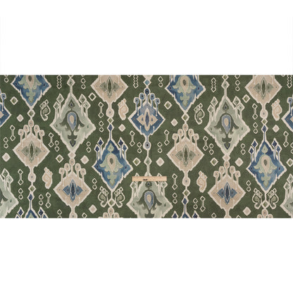 Cotton and Linen Canvas Print - Olive Painted Diamonds - British Imported Full