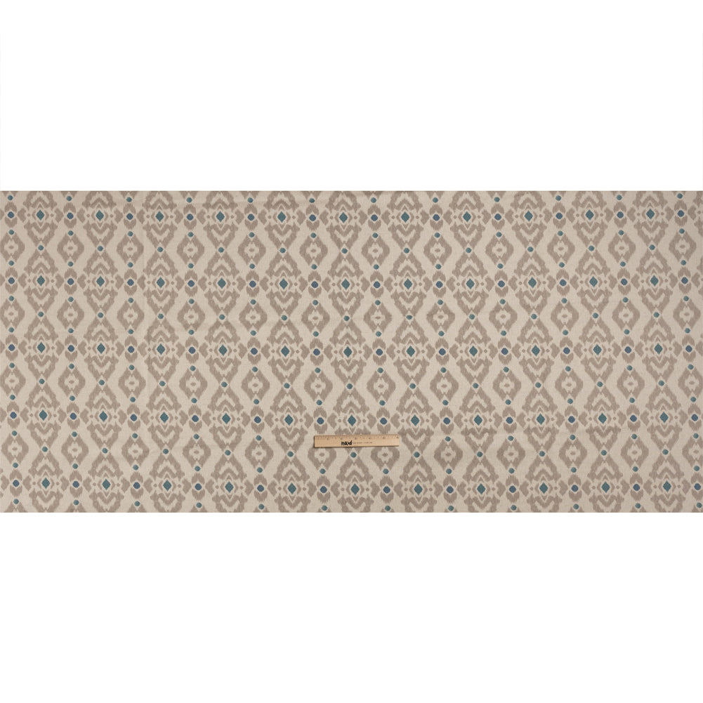 Cotton and Linen Canvas Print - Indigo Ikat Geometries - British Imported Full