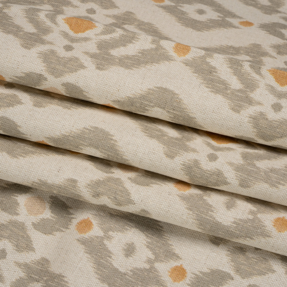 Cotton and Linen Canvas Print - Terracotta Ikat Geometries - British Imported Folded