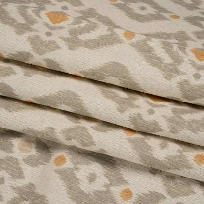 Cotton and Linen Canvas Print - Terracotta Ikat Geometries - British Imported Folded