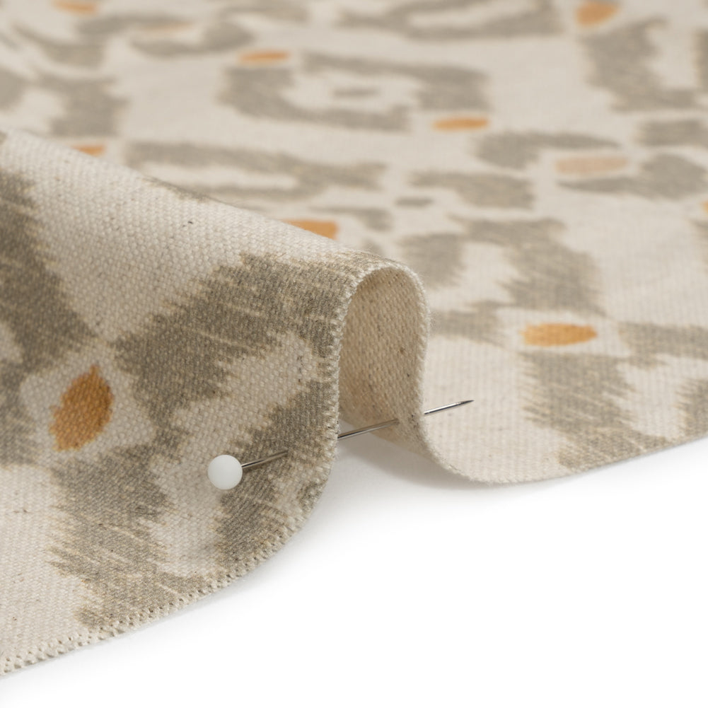 Cotton and Linen Canvas Print - Terracotta Ikat Geometries - British Imported Detail