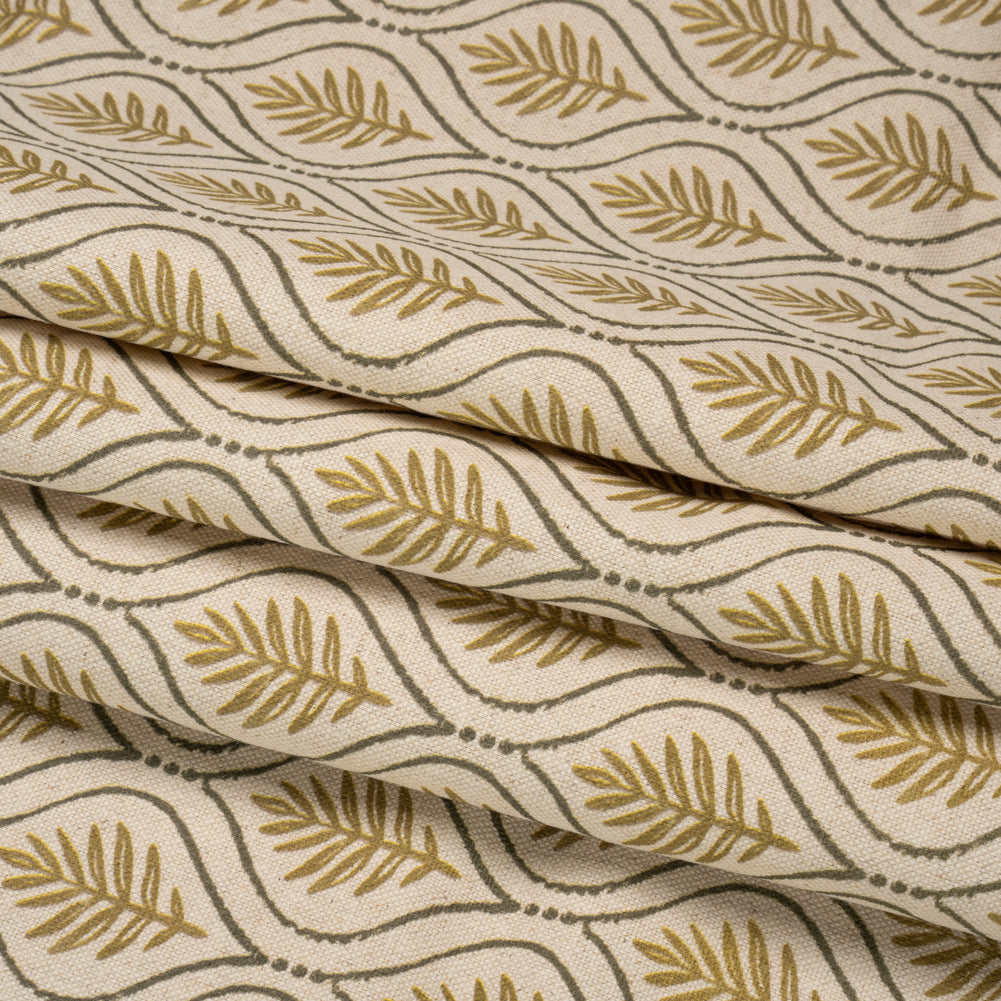 Cotton and Linen Canvas Print - Gold Leaf Motif - British Imported Folded