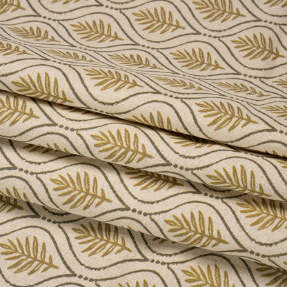 Cotton and Linen Canvas Print - Gold Leaf Motif - British Imported Folded