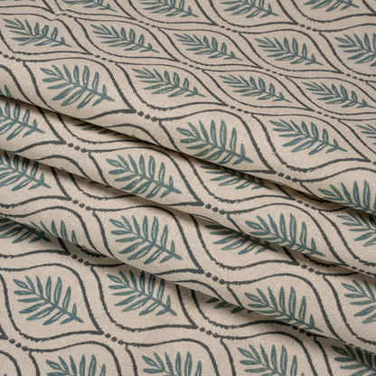 Cotton and Linen Canvas Print - Indigo Leaf Motif - British Imported Folded