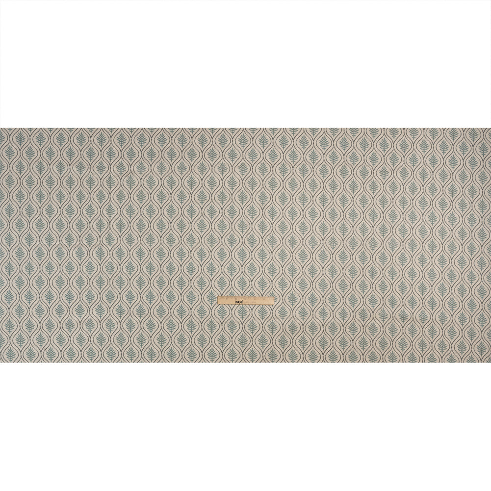 Cotton and Linen Canvas Print - Indigo Leaf Motif - British Imported Full