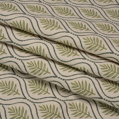 Cotton and Linen Canvas Print - Olive Leaf Motif - British Imported Folded