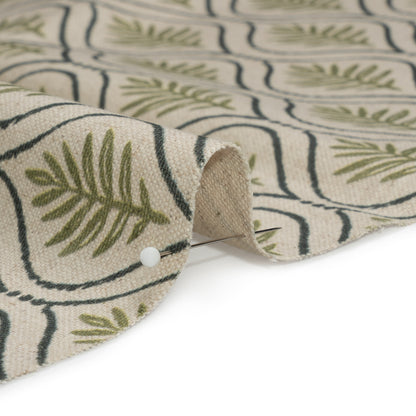 Cotton and Linen Canvas Print - Olive Leaf Motif - British Imported Detail