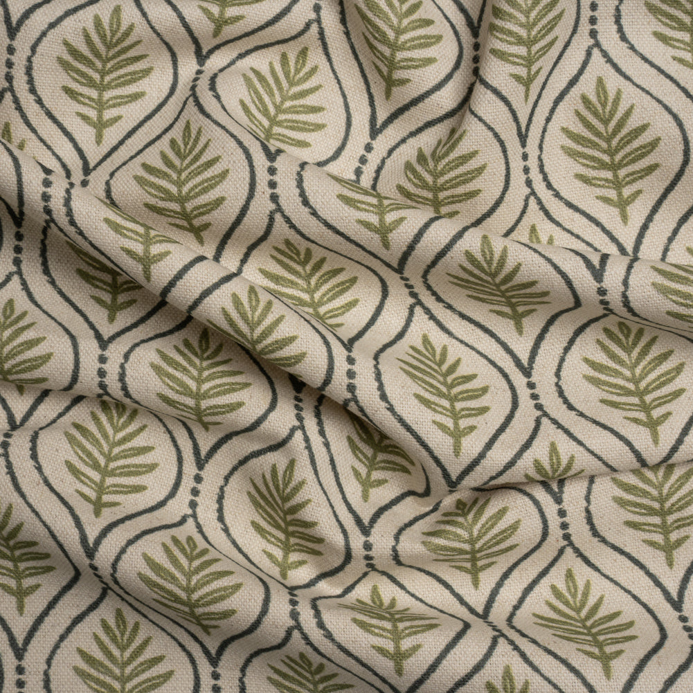 Cotton and Linen Canvas Print - Olive Leaf Motif - British Imported