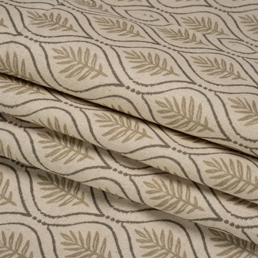 Cotton and Linen Canvas Print - Sand Leaf Motif - British Imported Folded