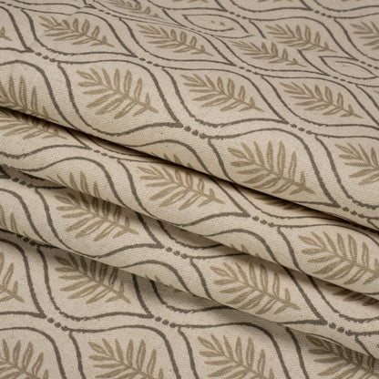 Cotton and Linen Canvas Print - Sand Leaf Motif - British Imported Folded