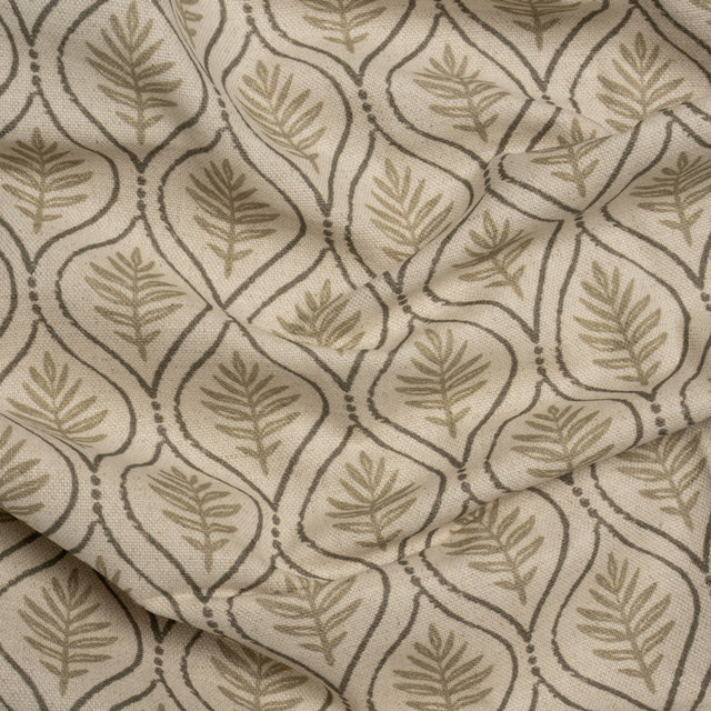 Cotton and Linen Canvas Print - Sand Leaf Motif - British Imported