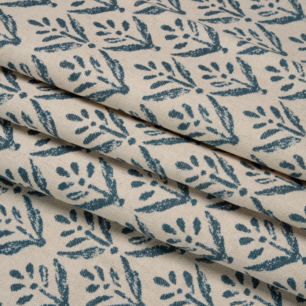 Cotton and Linen Canvas Print - Midnight Simple Flowers - British Imported Folded