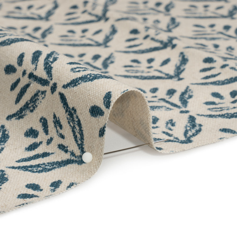 Cotton and Linen Canvas Print - Midnight Simple Flowers - British Imported Detail