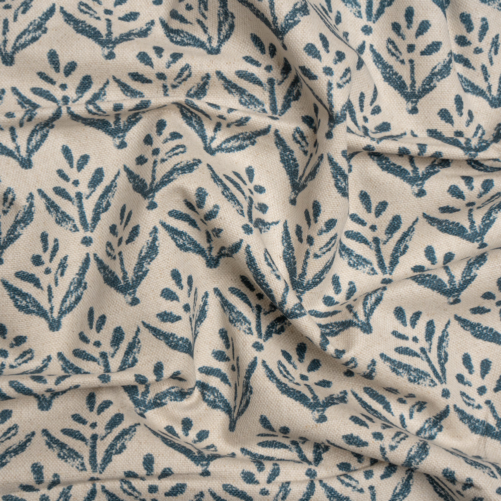 Cotton and Linen Canvas Print - Midnight Simple Flowers - British Imported