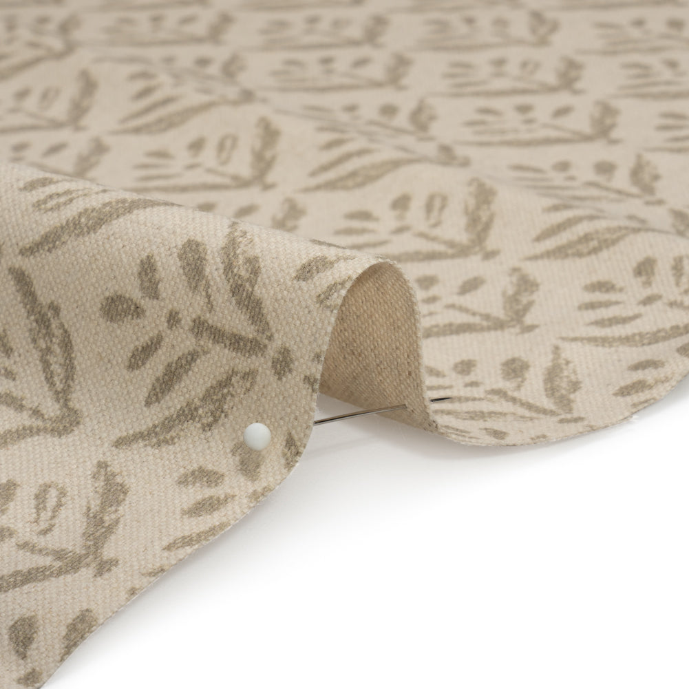 Cotton and Linen Canvas Print - Sand Simple Flowers - British Imported Detail