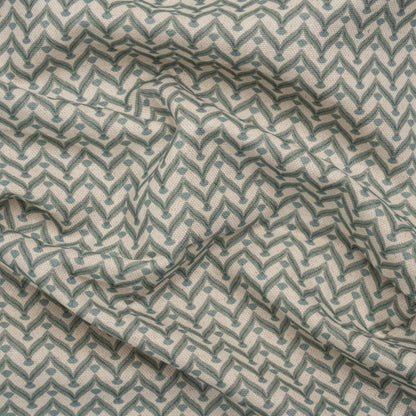 Cotton and Linen Canvas Print - Aegean Leafy Chevrons - British Imported