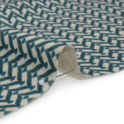 Cotton and Linen Canvas Print - Ocean Leafy Chevrons - British Imported Detail