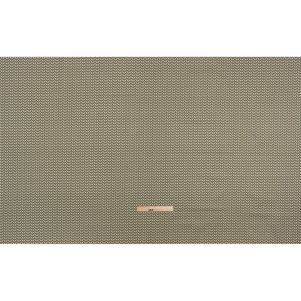 Cotton and Linen Canvas Print - Olive Leafy Chevrons - British Imported Full