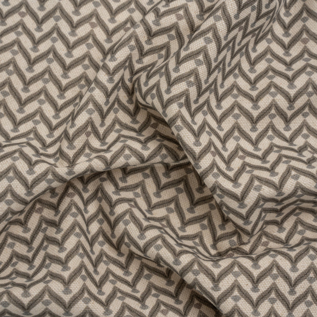 Cotton and Linen Canvas Print - Smoke Leafy Chevrons - British Imported