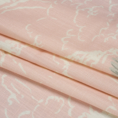 Viscose and Linen Drapery Woven Print - Blush Cranes in the Clouds - British Imported Folded