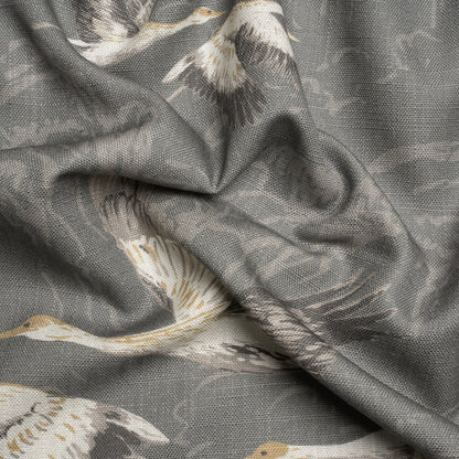 Viscose and Linen Drapery Woven Print - Steel Cranes in the Clouds - British Imported