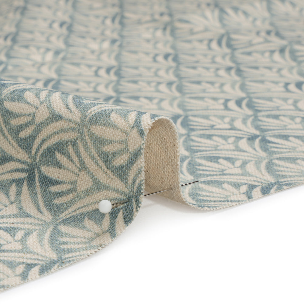 Cotton and Linen Canvas Print - Aegean Floral Arches - British Imported Detail
