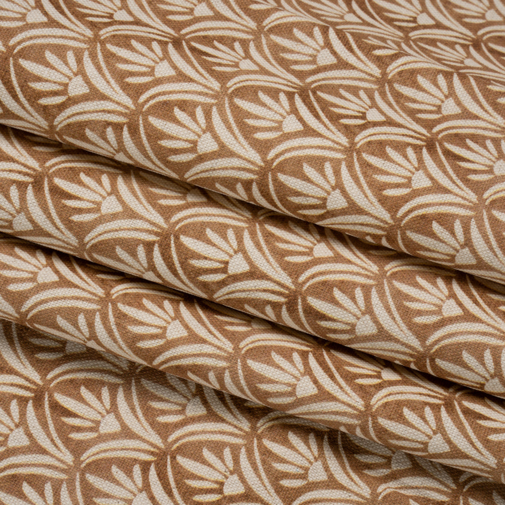 Cotton and Linen Canvas Print - Bronze Floral Arches - British Imported Folded
