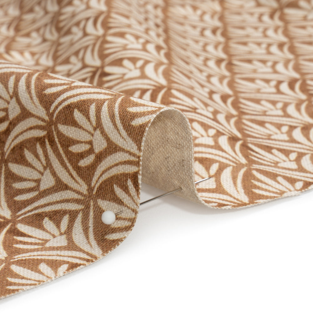 Cotton and Linen Canvas Print - Bronze Floral Arches - British Imported Detail