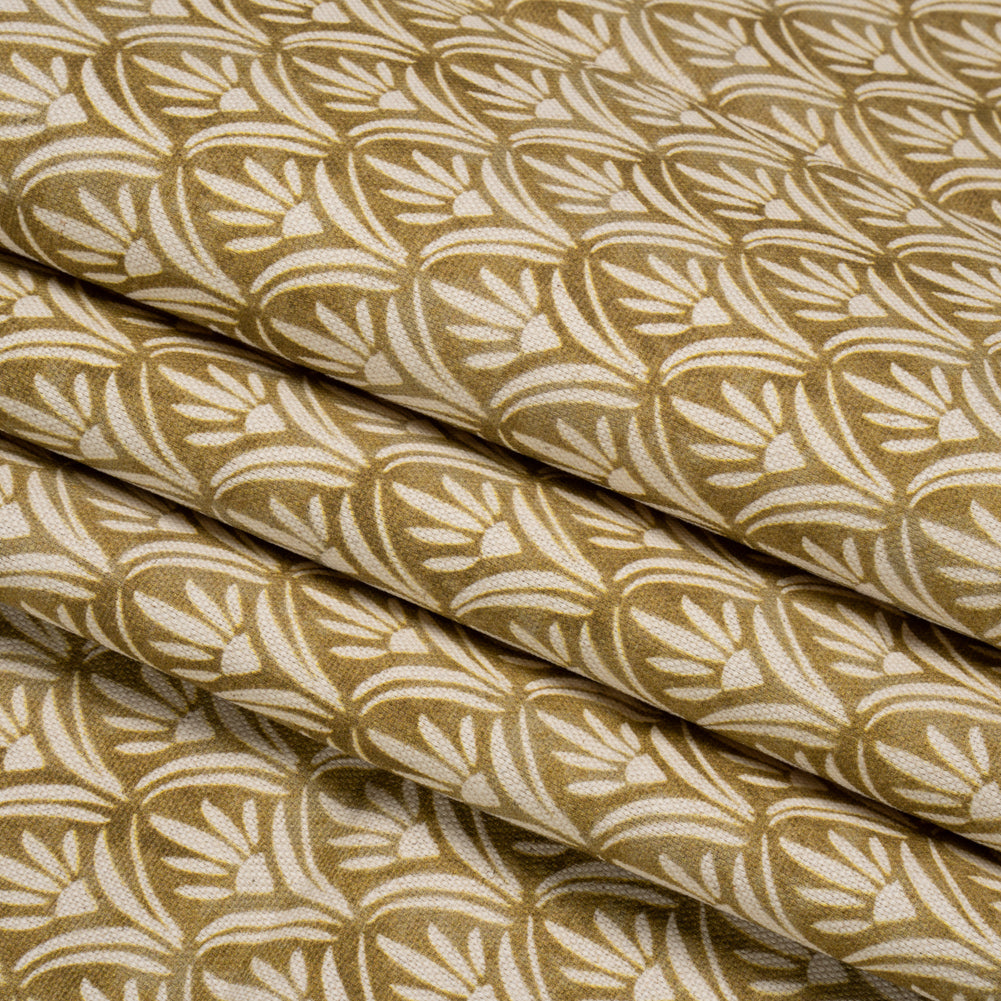 Cotton and Linen Canvas Print - Gold Floral Arches - British Imported Folded