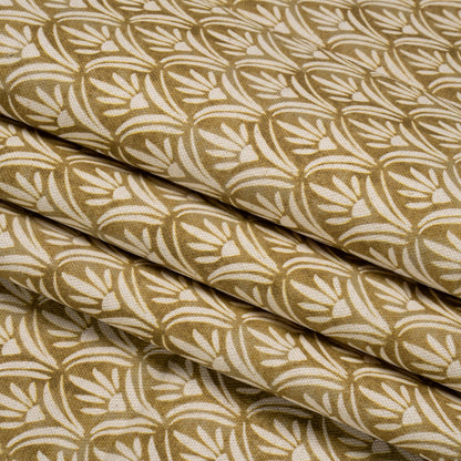 Cotton and Linen Canvas Print - Gold Floral Arches - British Imported Folded