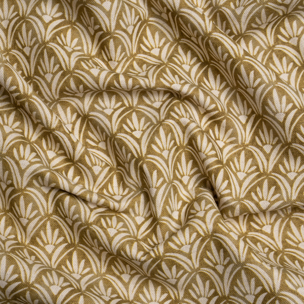 Cotton and Linen Canvas Print - Gold Floral Arches - British Imported