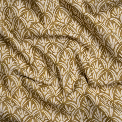 Cotton and Linen Canvas Print - Gold Floral Arches - British Imported