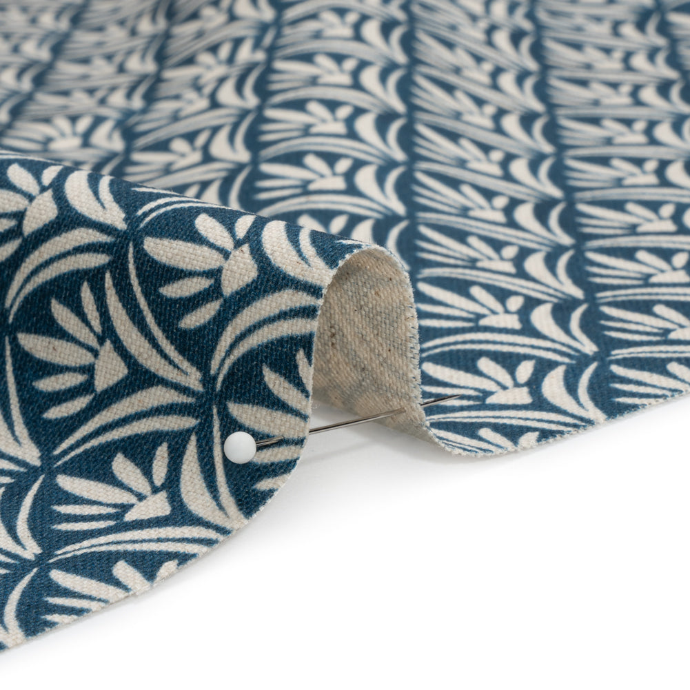 Cotton and Linen Canvas Print - Midnight Floral Arches - British Imported Detail