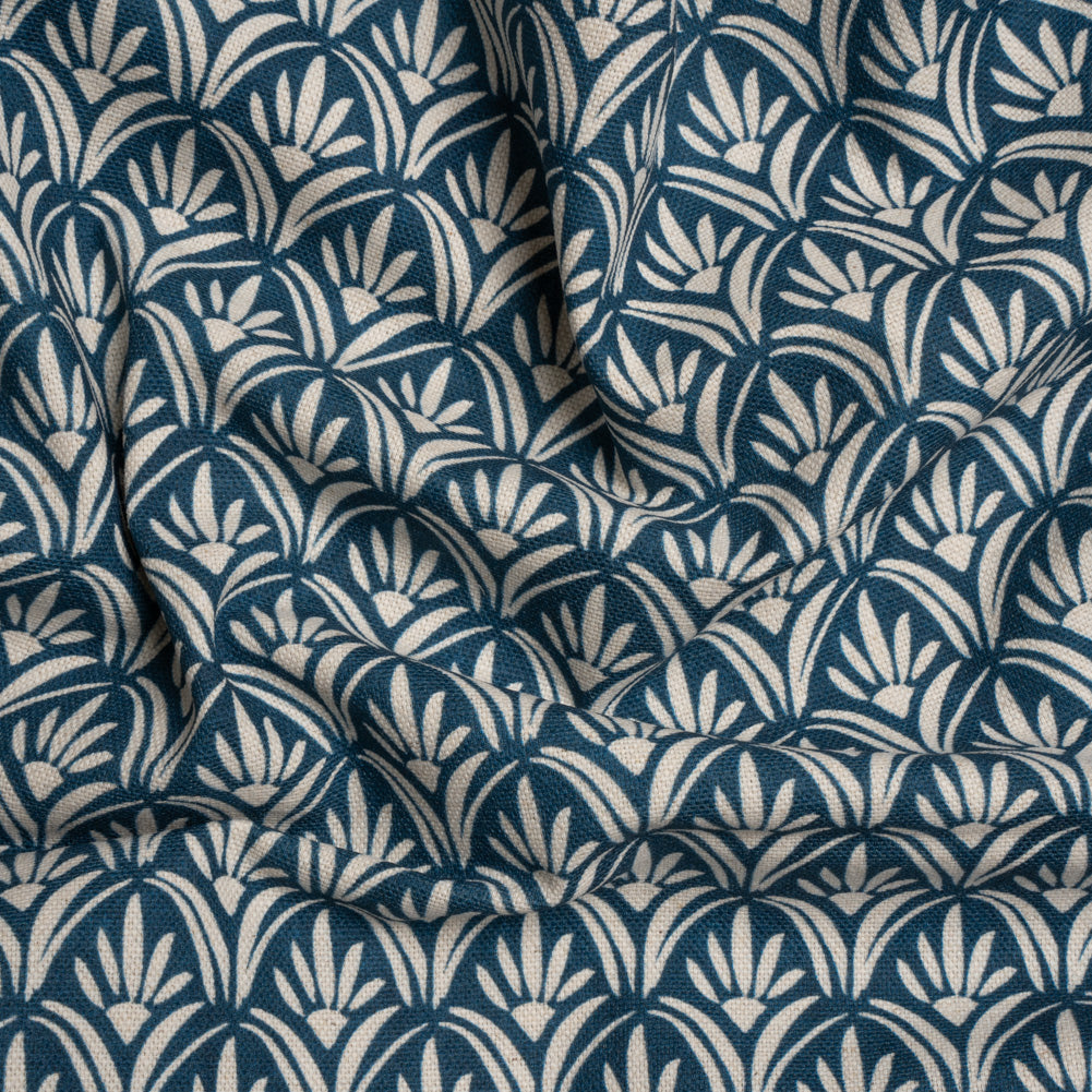Cotton and Linen Canvas Print - Midnight Floral Arches - British Imported