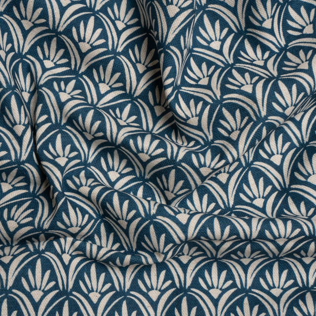 Cotton and Linen Canvas Print - Midnight Floral Arches - British Imported