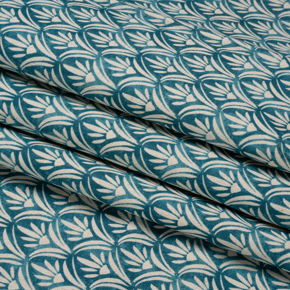 Cotton and Linen Canvas Print - Ocean Floral Arches - British Imported Folded