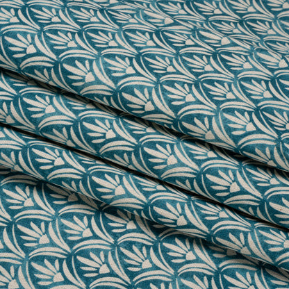 Cotton and Linen Canvas Print - Ocean Floral Arches - British Imported Folded