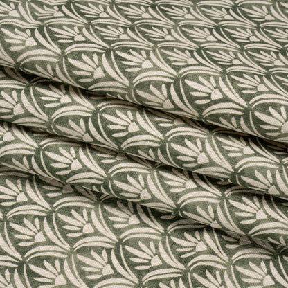 Cotton and Linen Canvas Print - Olive Floral Arches - British Imported Folded