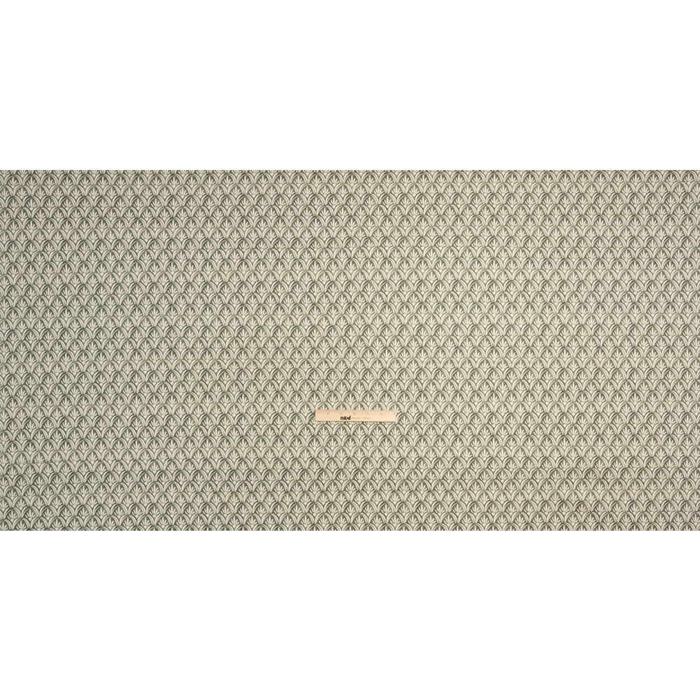 Cotton and Linen Canvas Print - Olive Floral Arches - British Imported Full