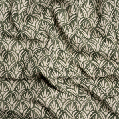 Cotton and Linen Canvas Print - Olive Floral Arches - British Imported