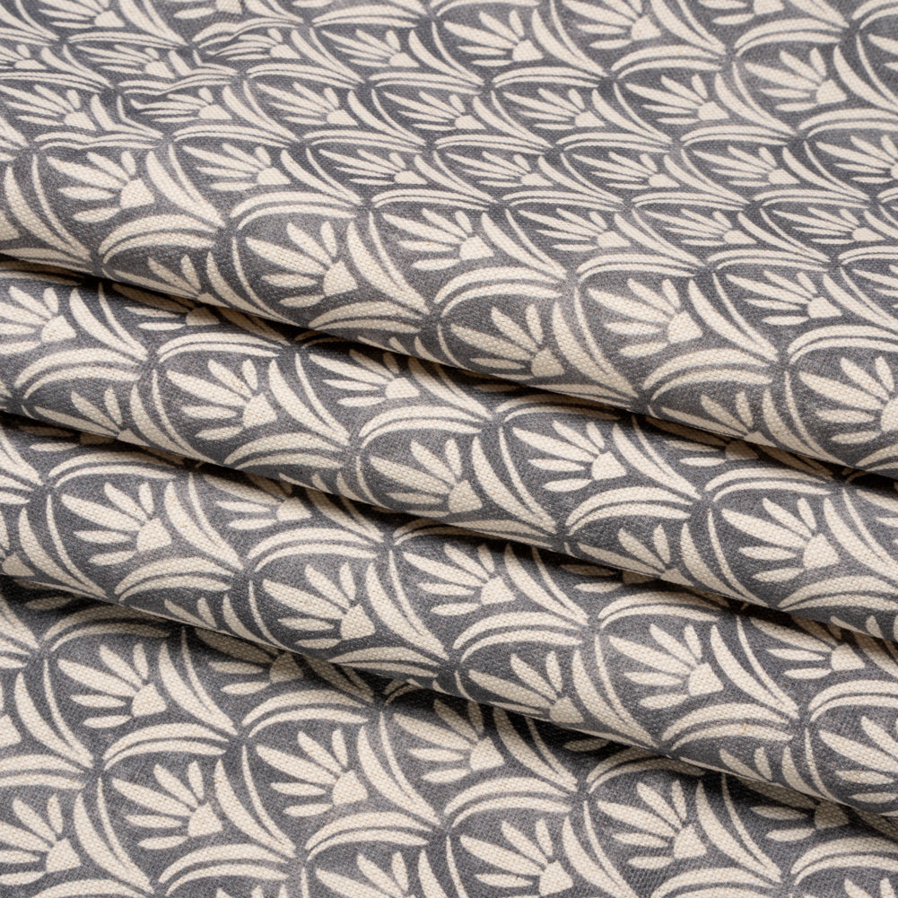 Cotton and Linen Canvas Print - Smoke Floral Arches - British Imported Folded