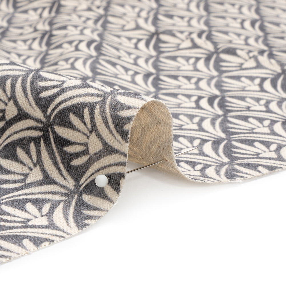 Cotton and Linen Canvas Print - Smoke Floral Arches - British Imported Detail