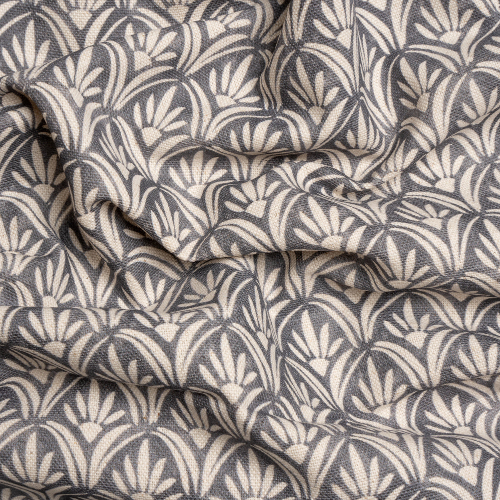 Cotton and Linen Canvas Print - Smoke Floral Arches - British Imported