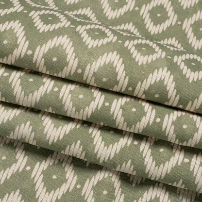Cotton and Linen Canvas Print - Fern Diamonds and Dots - British Imported Folded