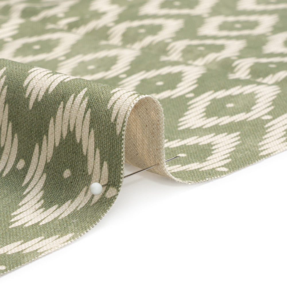 Cotton and Linen Canvas Print - Fern Diamonds and Dots - British Imported Detail
